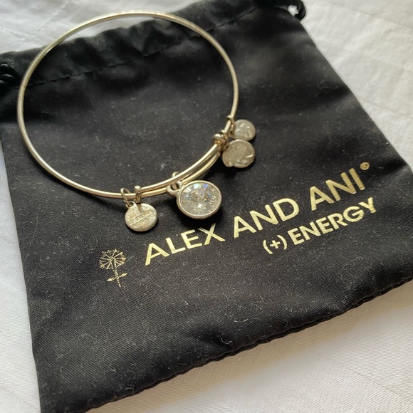 Alex and Ani Silver April Birthstone Diamond Bracelet - Picture 3 of 11